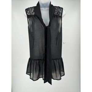 NWT Free 2 Luv Lace Back Sheer Tie Front Tank Top Size XL